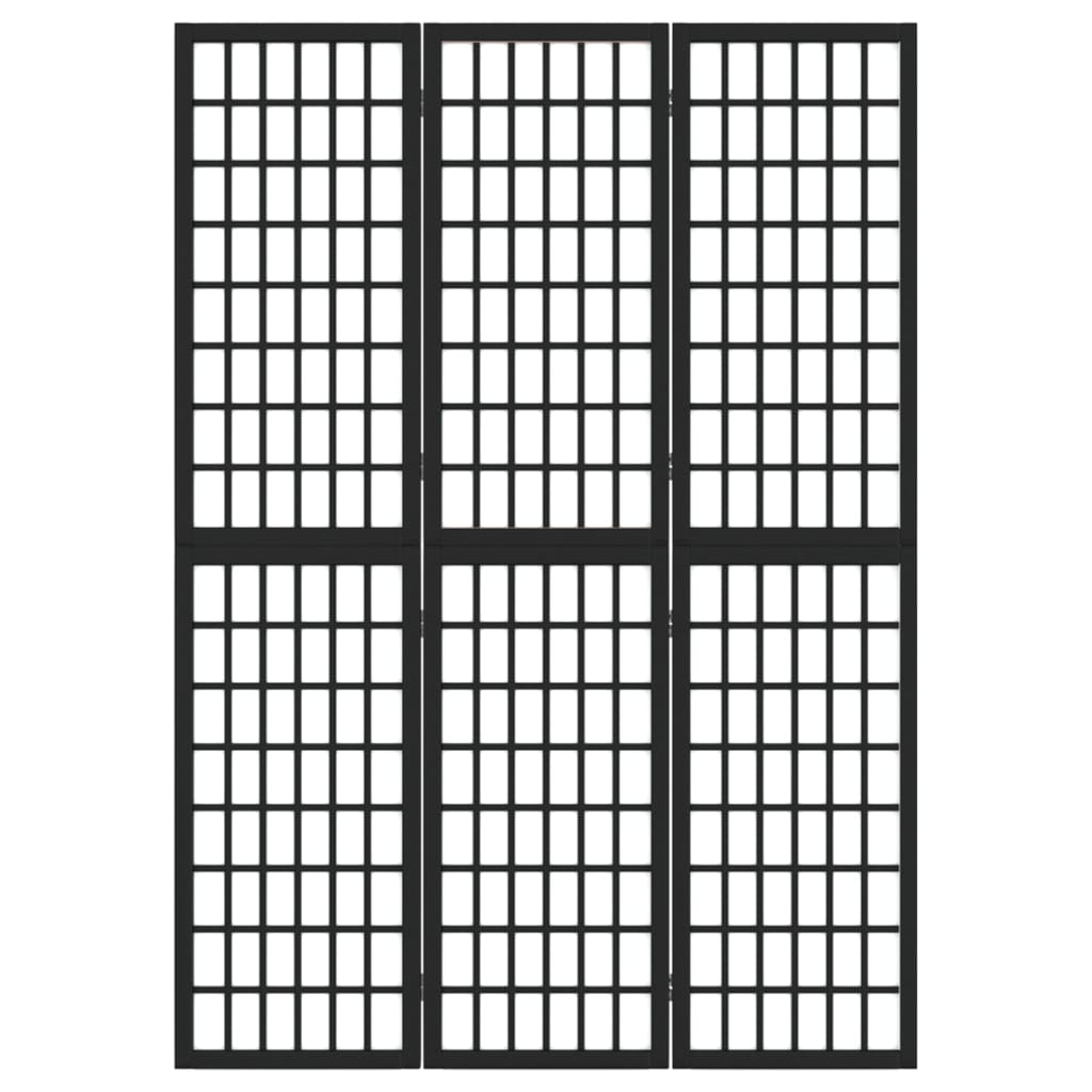 Folding 3-Panel Room Divider Japanese Style 120x170 cm Black