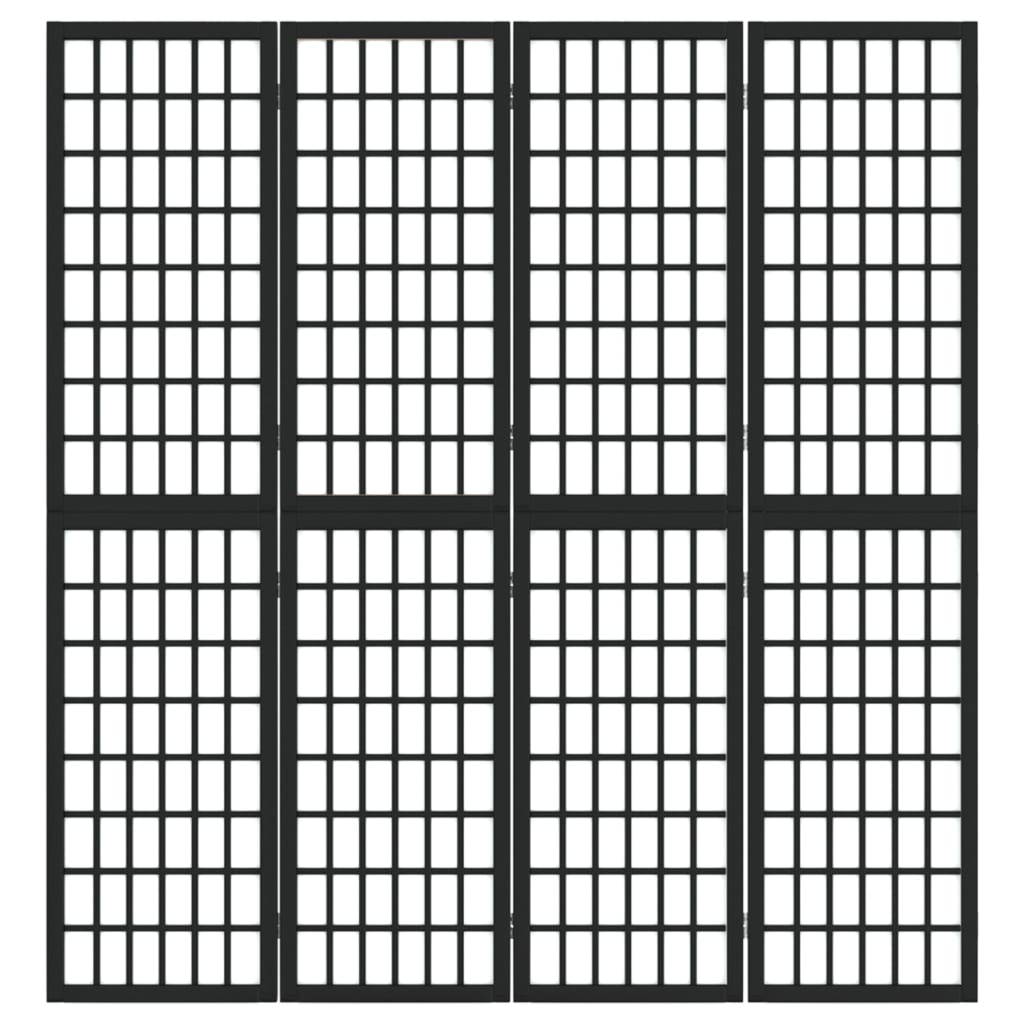Folding 4-Panel Room Divider Japanese Style 160x170 cm Black