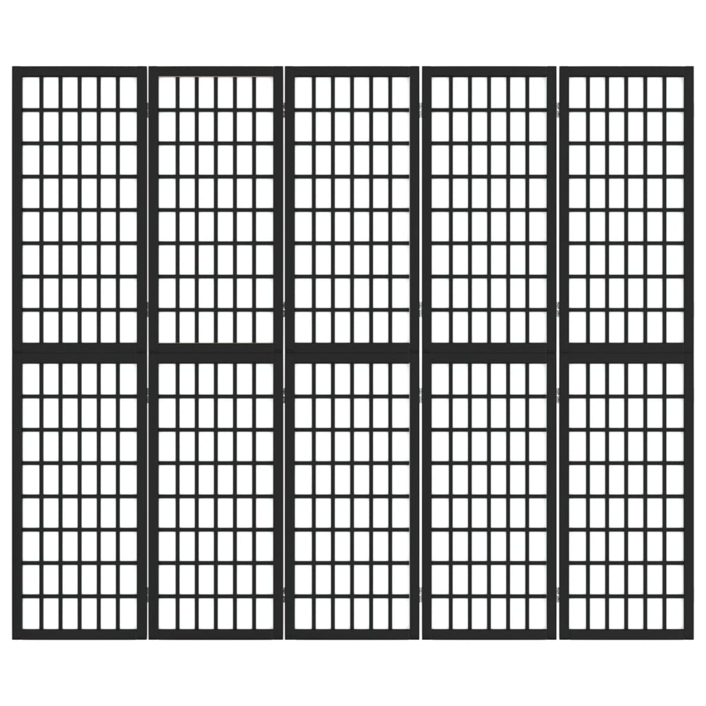 Folding 5-Panel Room Divider Japanese Style 200x170 cm Black