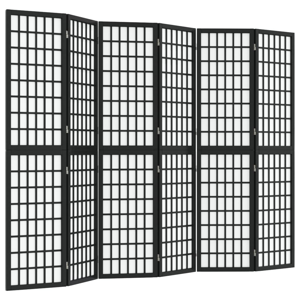 Folding 6-Panel Room Divider Japanese Style 240x170 cm Black