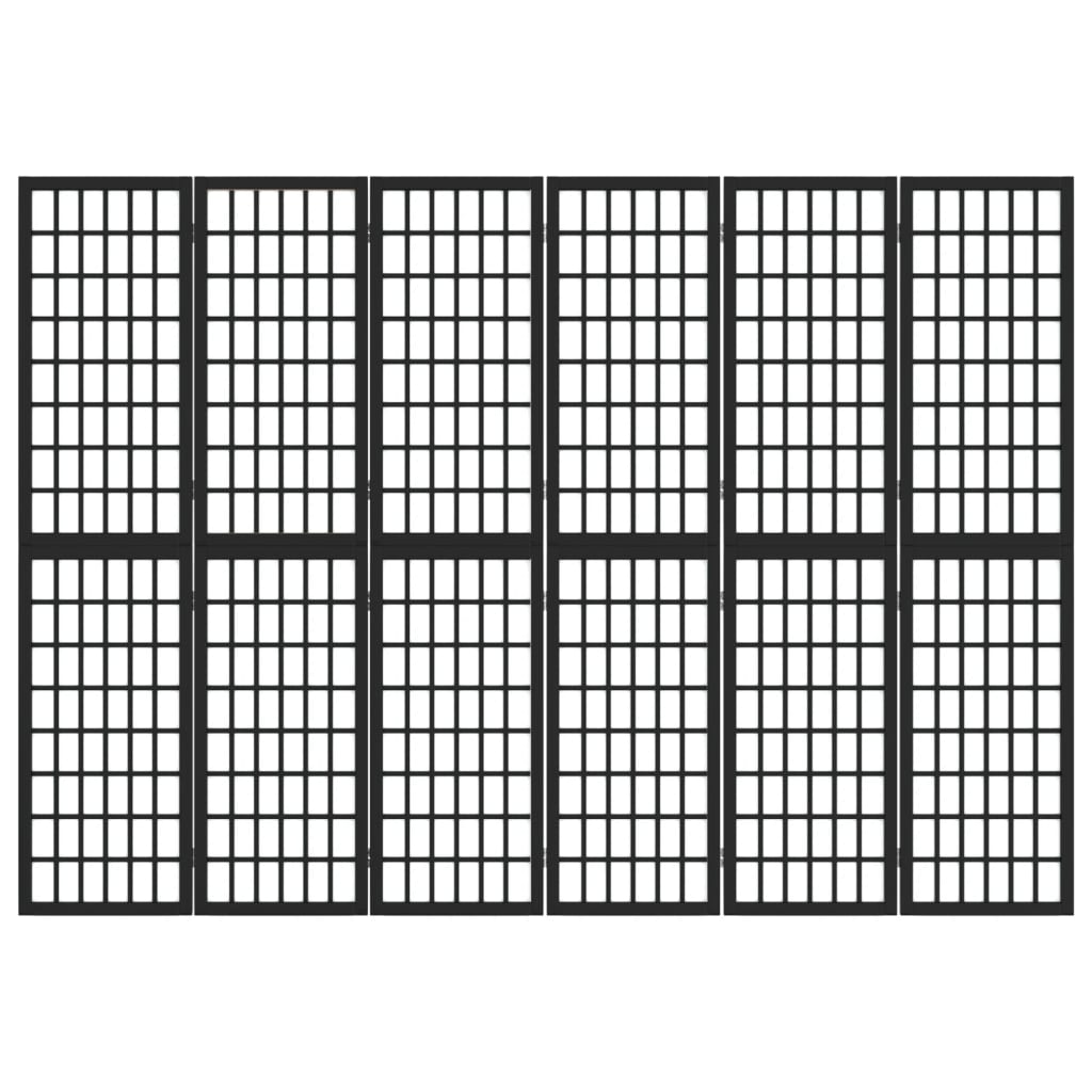 Folding 6-Panel Room Divider Japanese Style 240x170 cm Black
