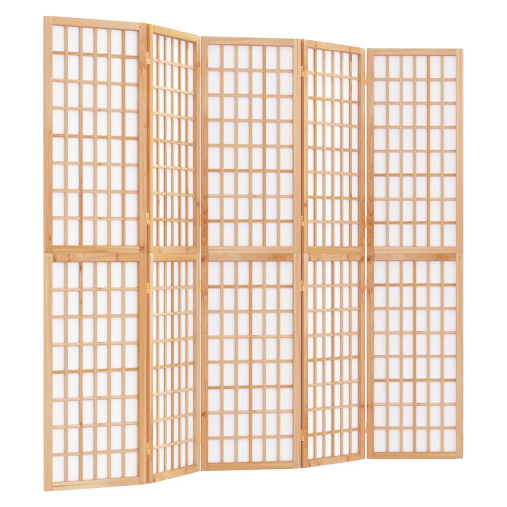 Folding 5-Panel Room Divider Japanese Style 200x170 cm
