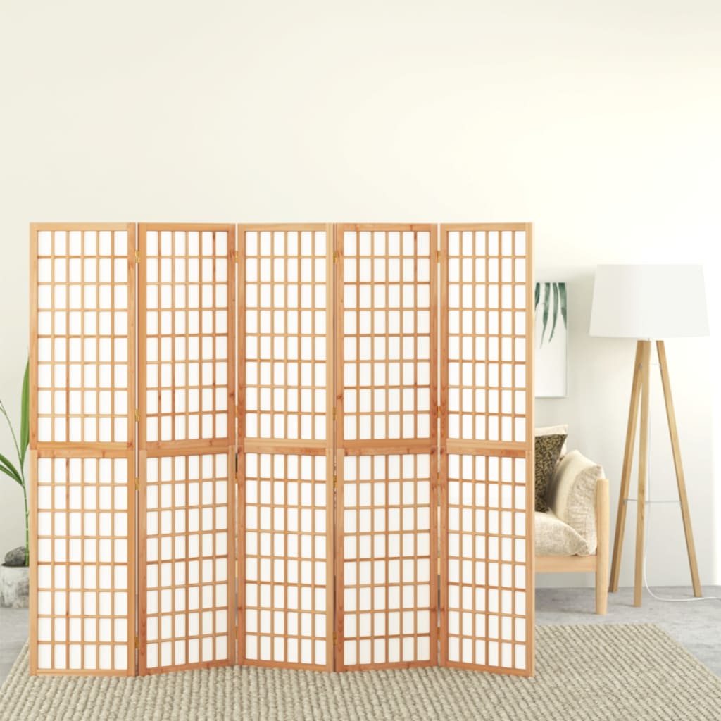 Folding 5-Panel Room Divider Japanese Style 200x170 cm