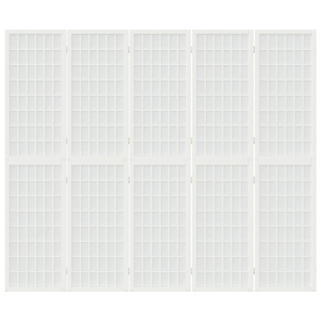 Folding 5-Panel Room Divider Japanese Style 200x170 cm White