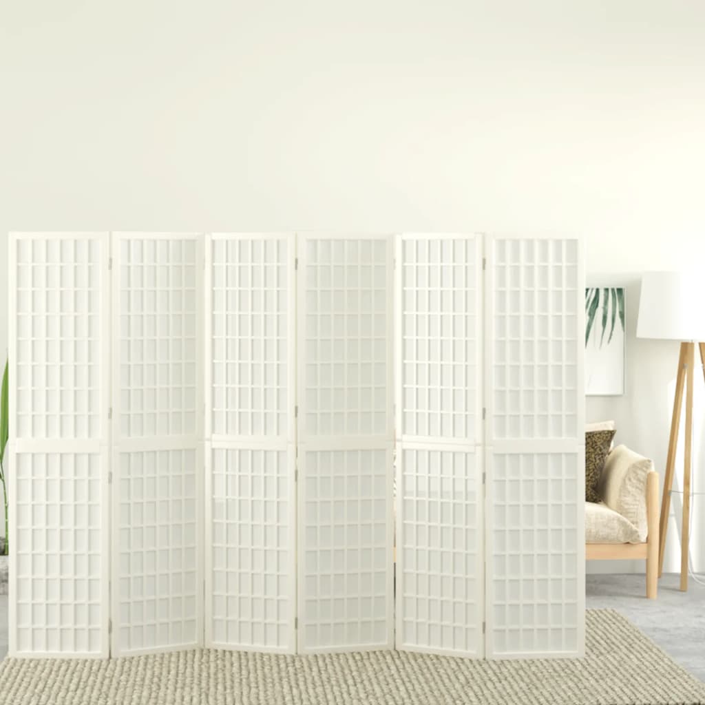 Folding 6-Panel Room Divider Japanese Style 240x170 cm White