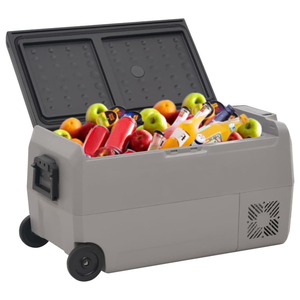 Cool Box with Wheel and Handle Black & Grey 50 L PP & PE
