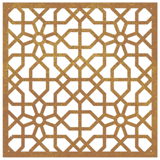 Garden Wall Decoration 55X55 Cm Corten Steel Moorish Design