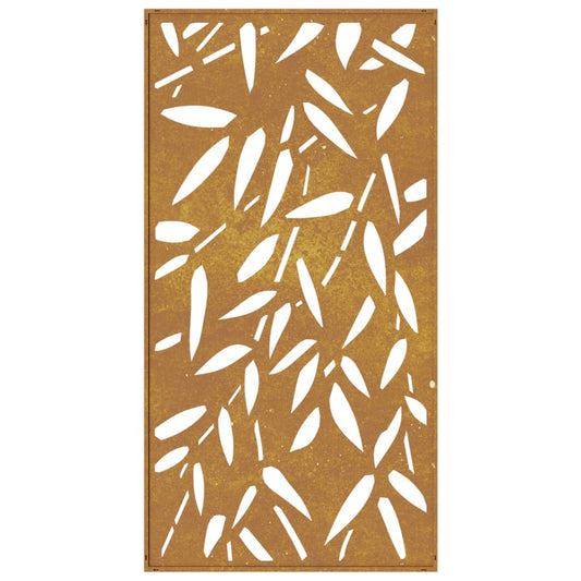 Garden Wall Decoration 105X55 Cm Corten Steel Bamboo Leaf Design