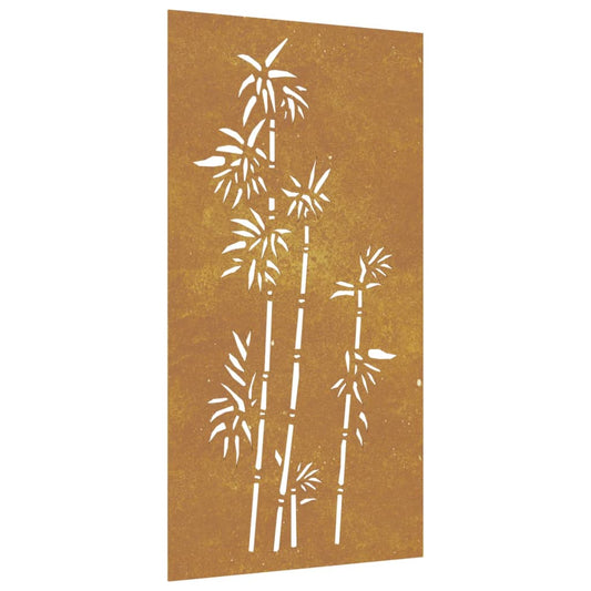 Garden Wall Decoration 105X55 Cm Corten Steel Bamboo Design