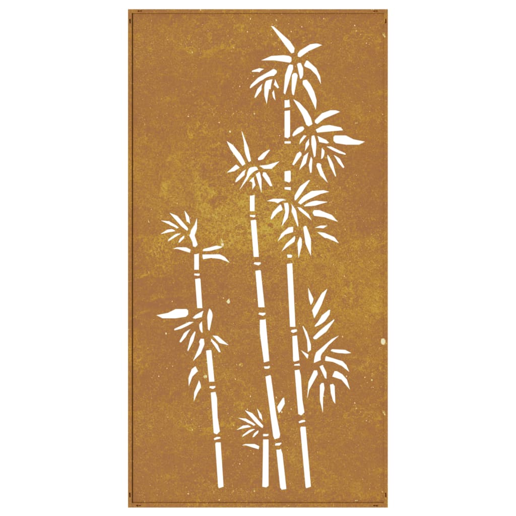 Garden Wall Decoration 105X55 Cm Corten Steel Bamboo Design