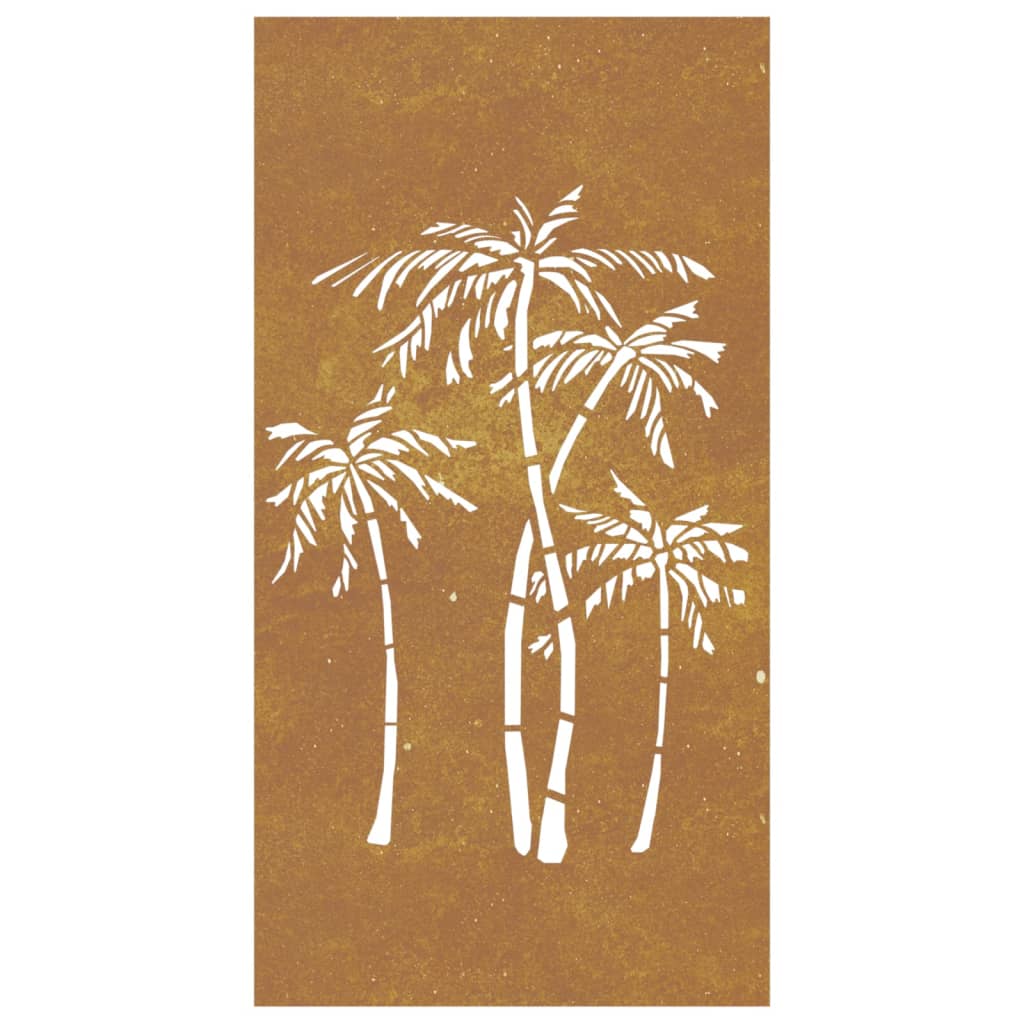 Garden Wall Decoration 105X55 Cm Corten Steel Palm Tree Design
