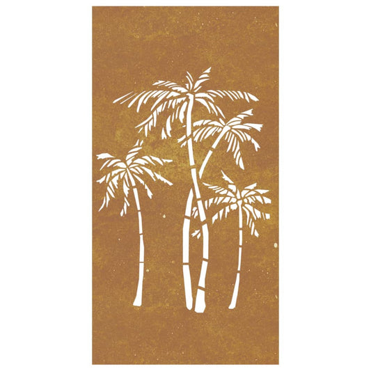 Garden Wall Decoration 105X55 Cm Corten Steel Palm Tree Design