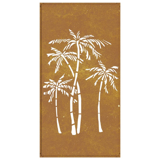 Garden Wall Decoration 105X55 Cm Corten Steel Palm Tree Design