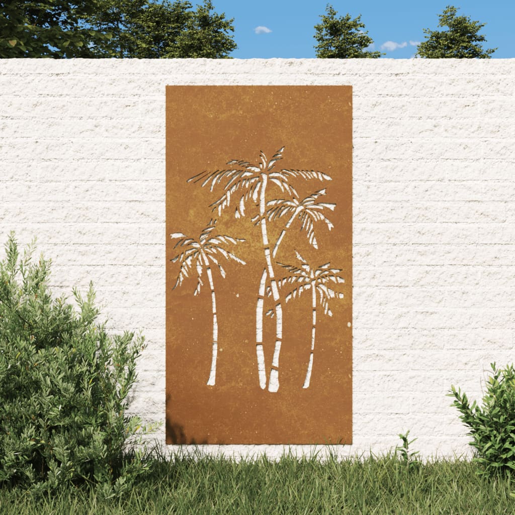 Garden Wall Decoration 105X55 Cm Corten Steel Palm Tree Design