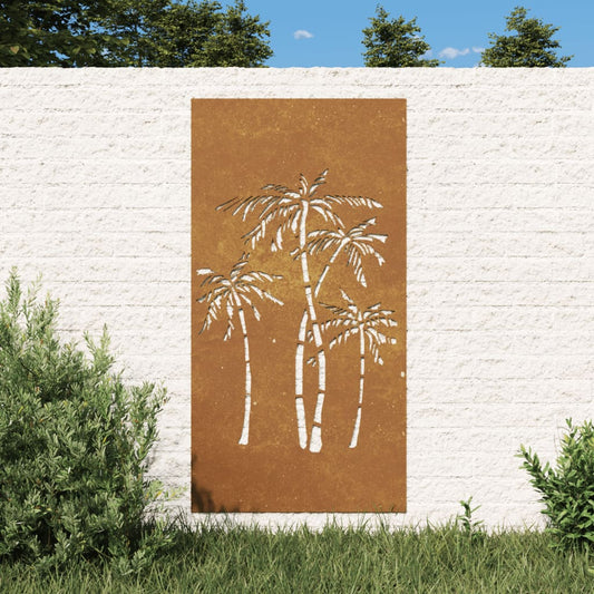 Garden Wall Decoration 105X55 Cm Corten Steel Palm Tree Design