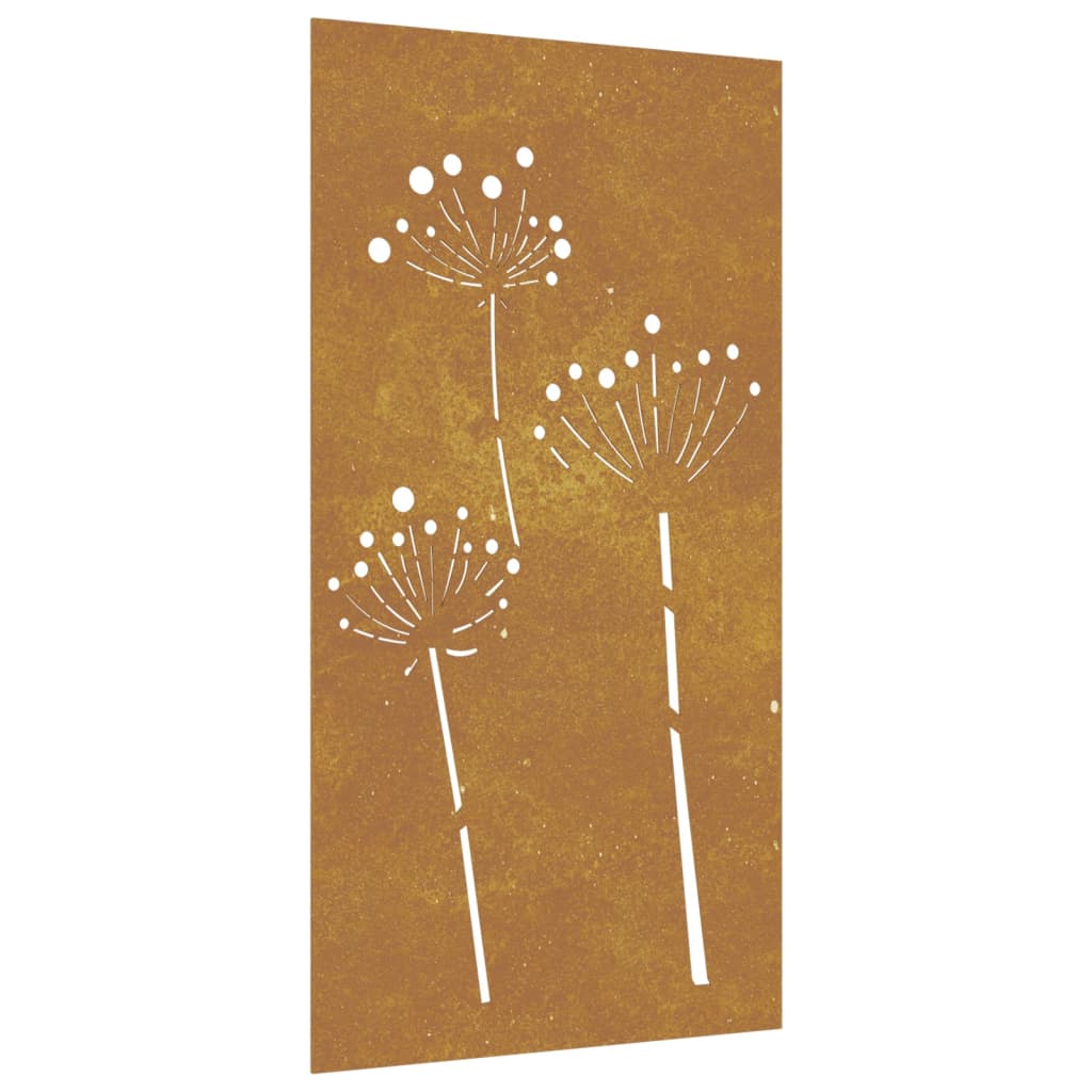 Garden Wall Decoration 105X55 Cm Corten Steel Flower Design