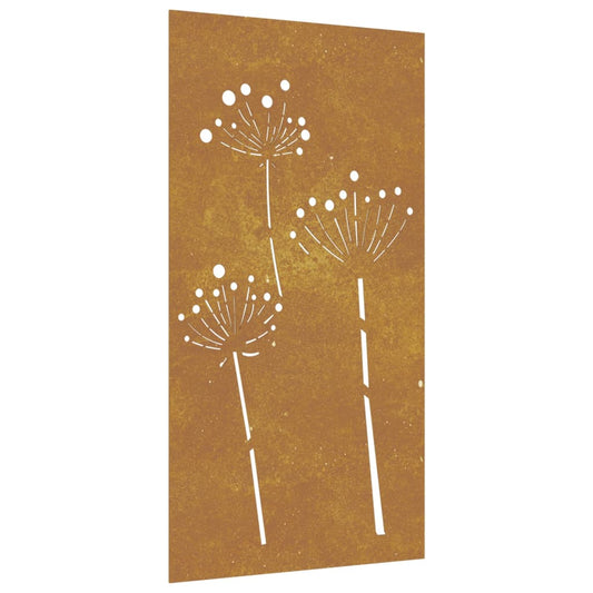 Garden Wall Decoration 105X55 Cm Corten Steel Flower Design