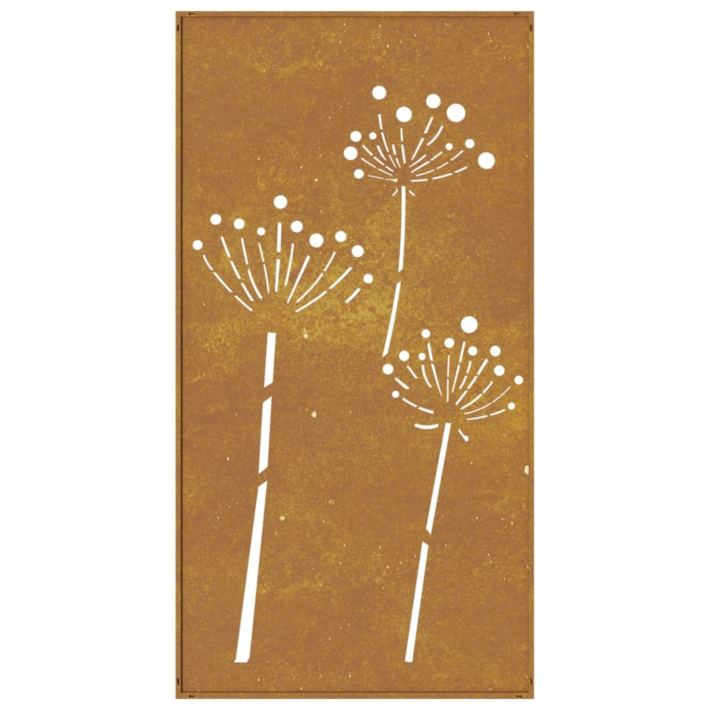 Garden Wall Decoration 105X55 Cm Corten Steel Flower Design
