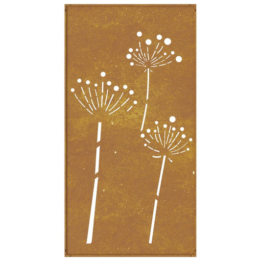 Garden Wall Decoration 105X55 Cm Corten Steel Flower Design