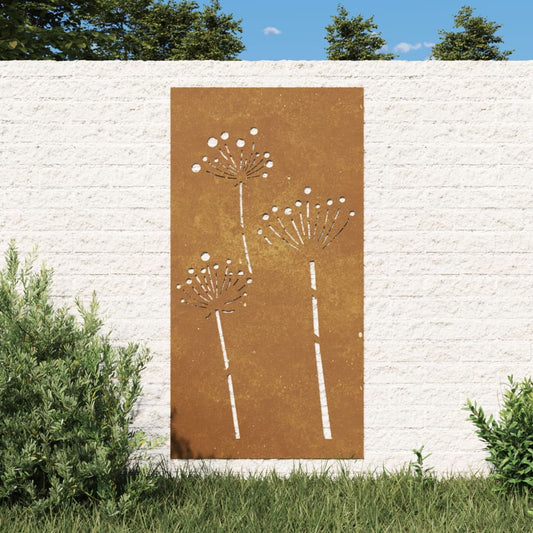 Garden Wall Decoration 105X55 Cm Corten Steel Flower Design