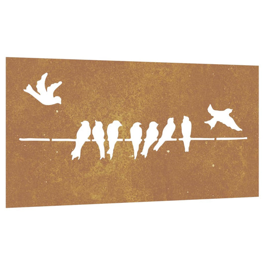 Garden Wall Decoration 105X55 Cm Corten Steel Bird Design