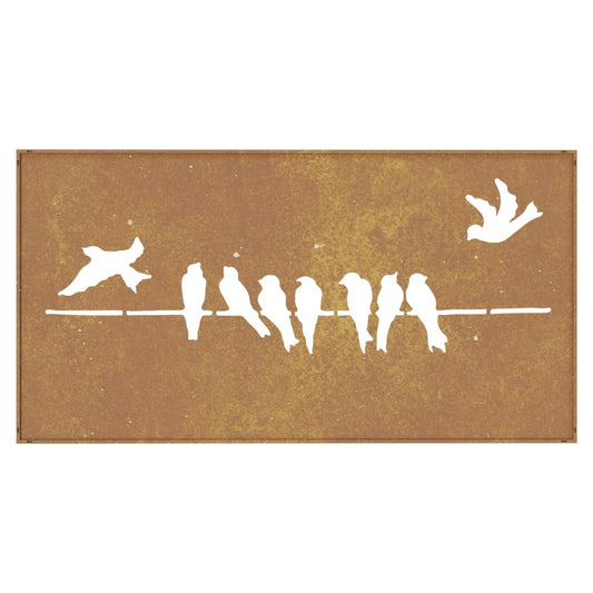 Garden Wall Decoration 105X55 Cm Corten Steel Bird Design
