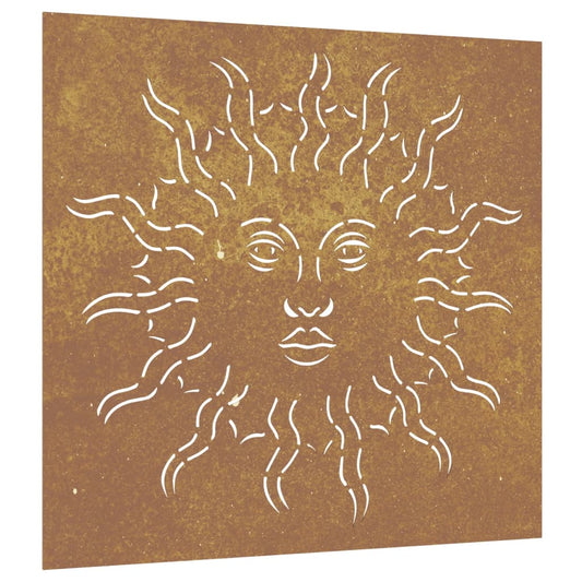 Garden Wall Decoration 55X55 Cm Corten Steel Sun Design