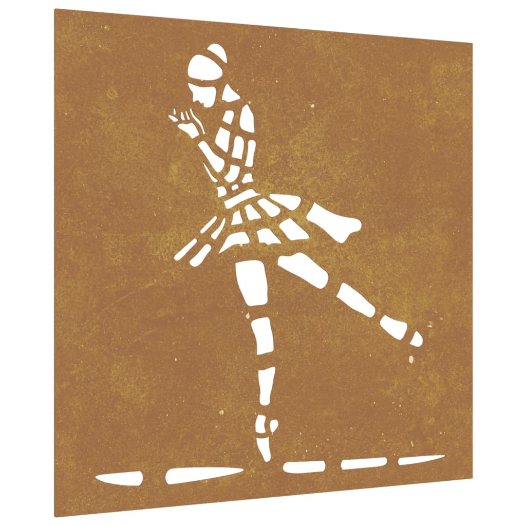 Garden Wall Decoration 55X55 Cm Corten Steel Ballet Dancer Design