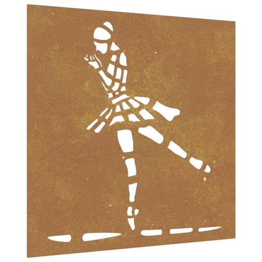 Garden Wall Decoration 55X55 Cm Corten Steel Ballet Dancer Design