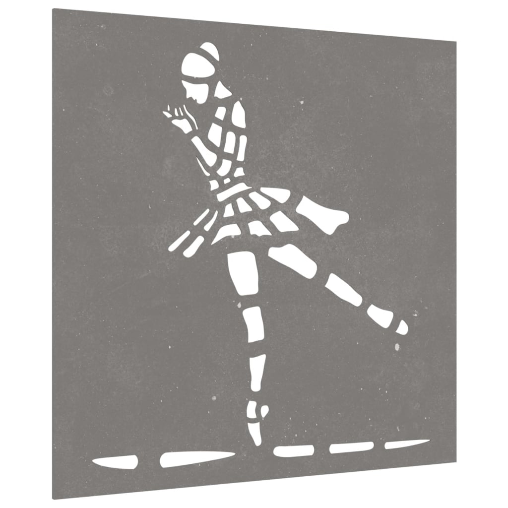 Garden Wall Decoration 55X55 Cm Corten Steel Ballet Dancer Design