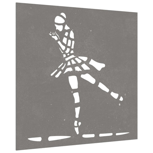 Garden Wall Decoration 55X55 Cm Corten Steel Ballet Dancer Design