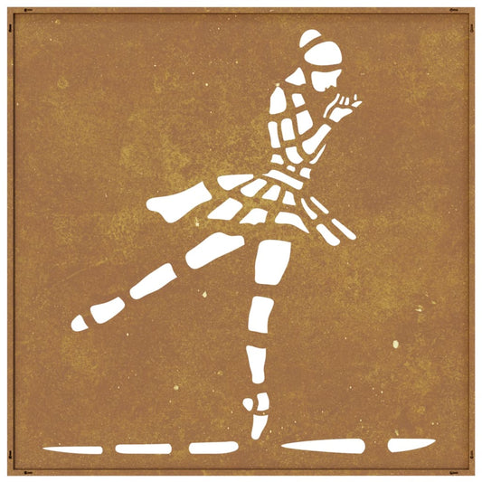 Garden Wall Decoration 55X55 Cm Corten Steel Ballet Dancer Design