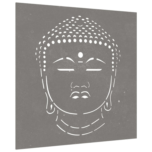 Garden Wall Decoration 55X55 Cm Corten Steel Buddha Head Design