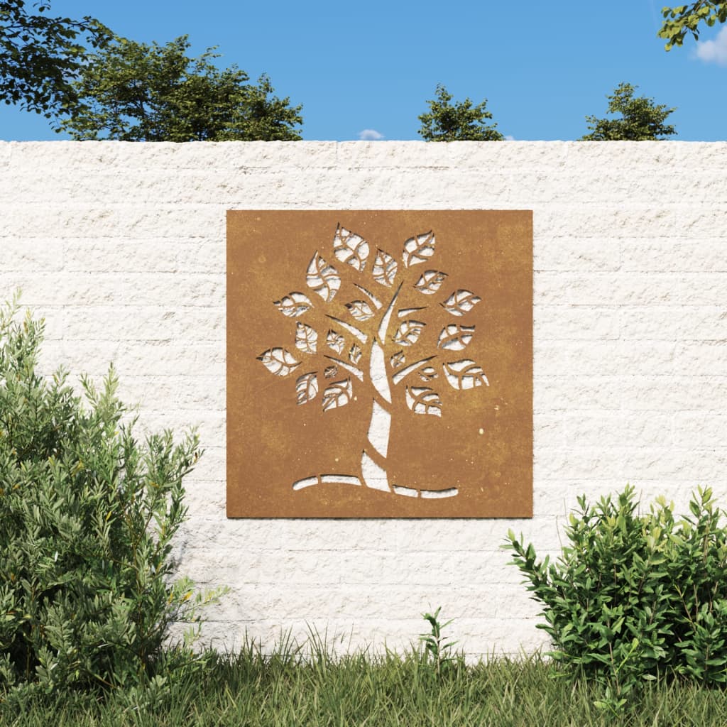 Garden Wall Decoration 55X55 Cm Corten Steel Tree Design