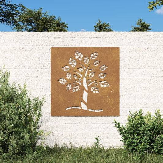 Garden Wall Decoration 55X55 Cm Corten Steel Tree Design