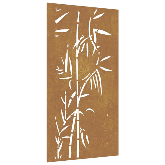 Garden Wall Decoration 105X55 Cm Corten Steel Bamboo Design