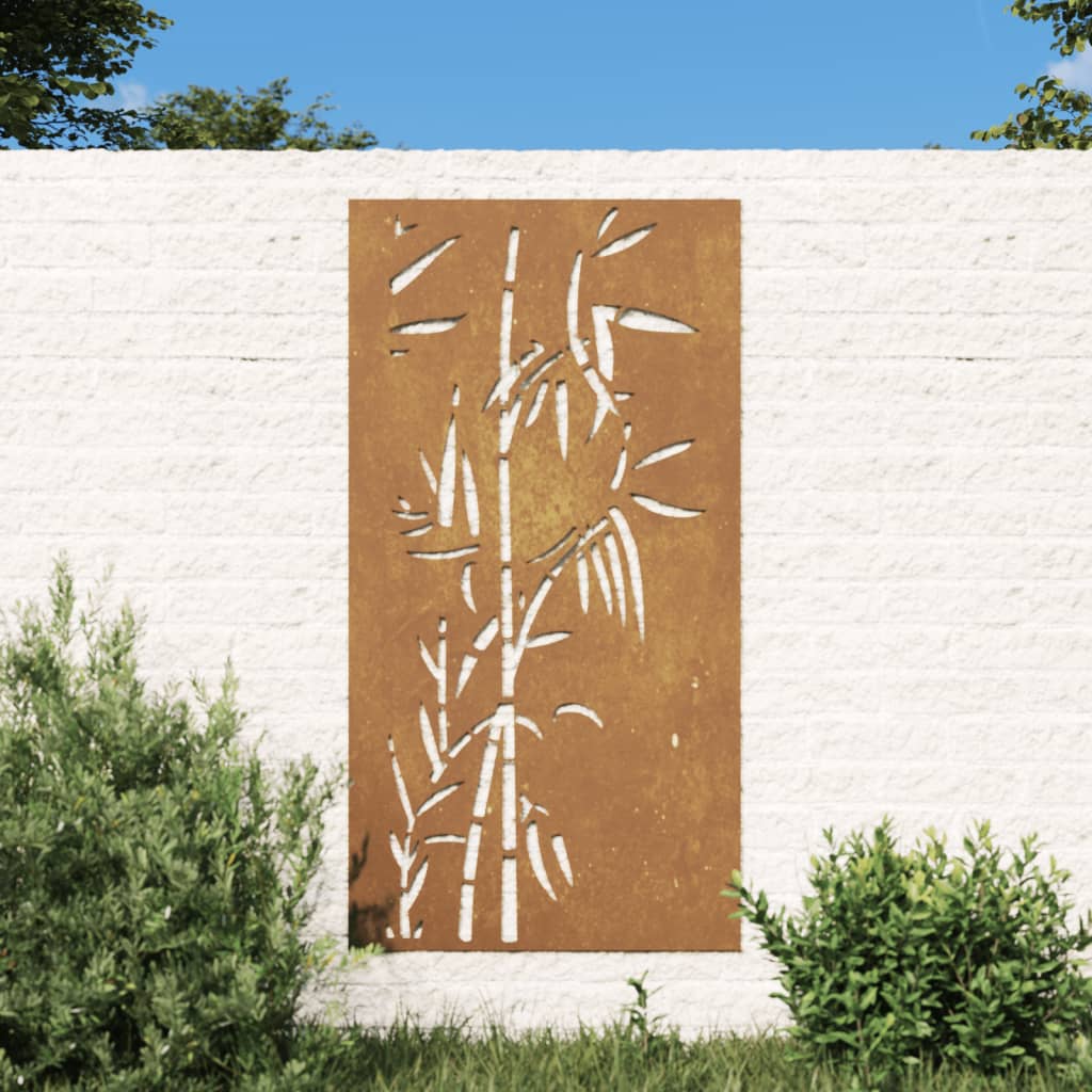 Garden Wall Decoration 105X55 Cm Corten Steel Bamboo Design