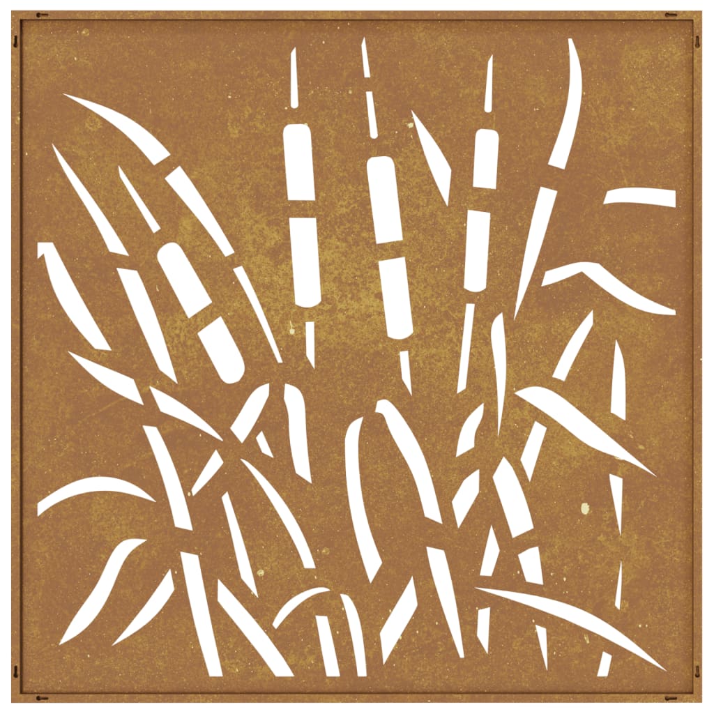 Garden Wall Decoration 55X55 Cm Corten Steel Grass Design