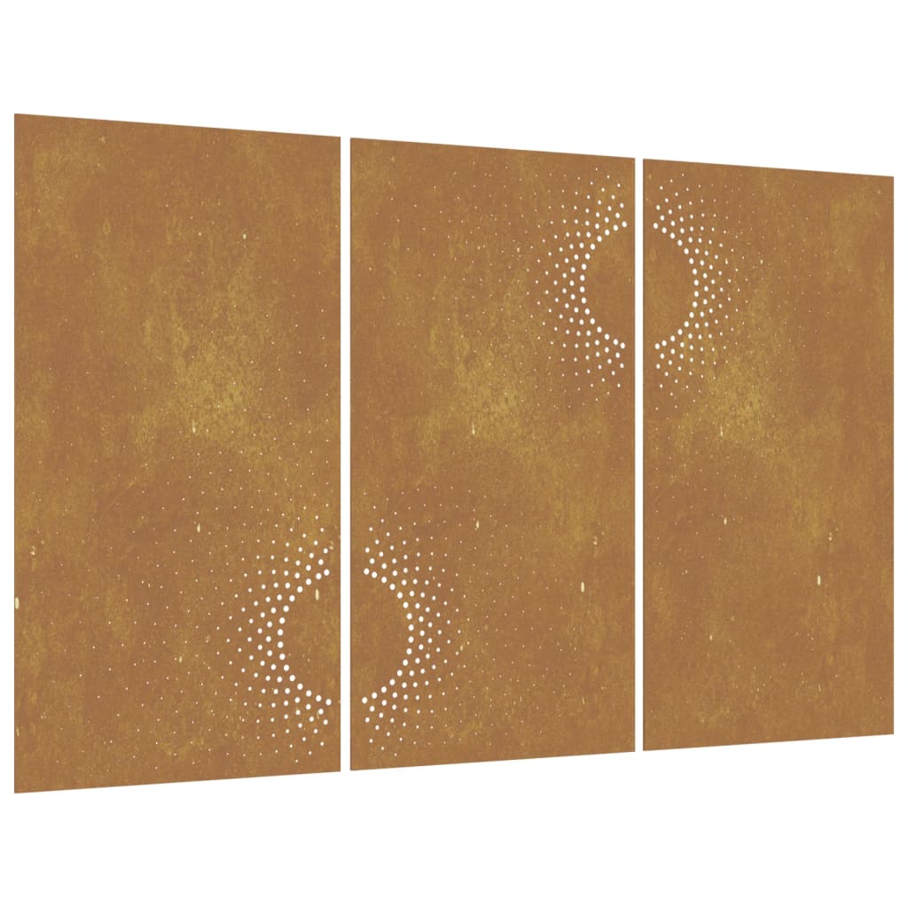 Garden Wall Decorations 3 Pcs 105X55 Cm Corten Steel Sun Design
