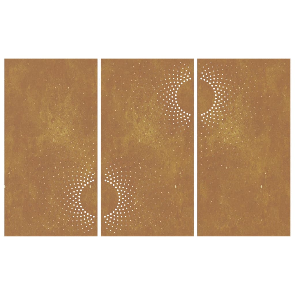 Garden Wall Decorations 3 Pcs 105X55 Cm Corten Steel Sun Design