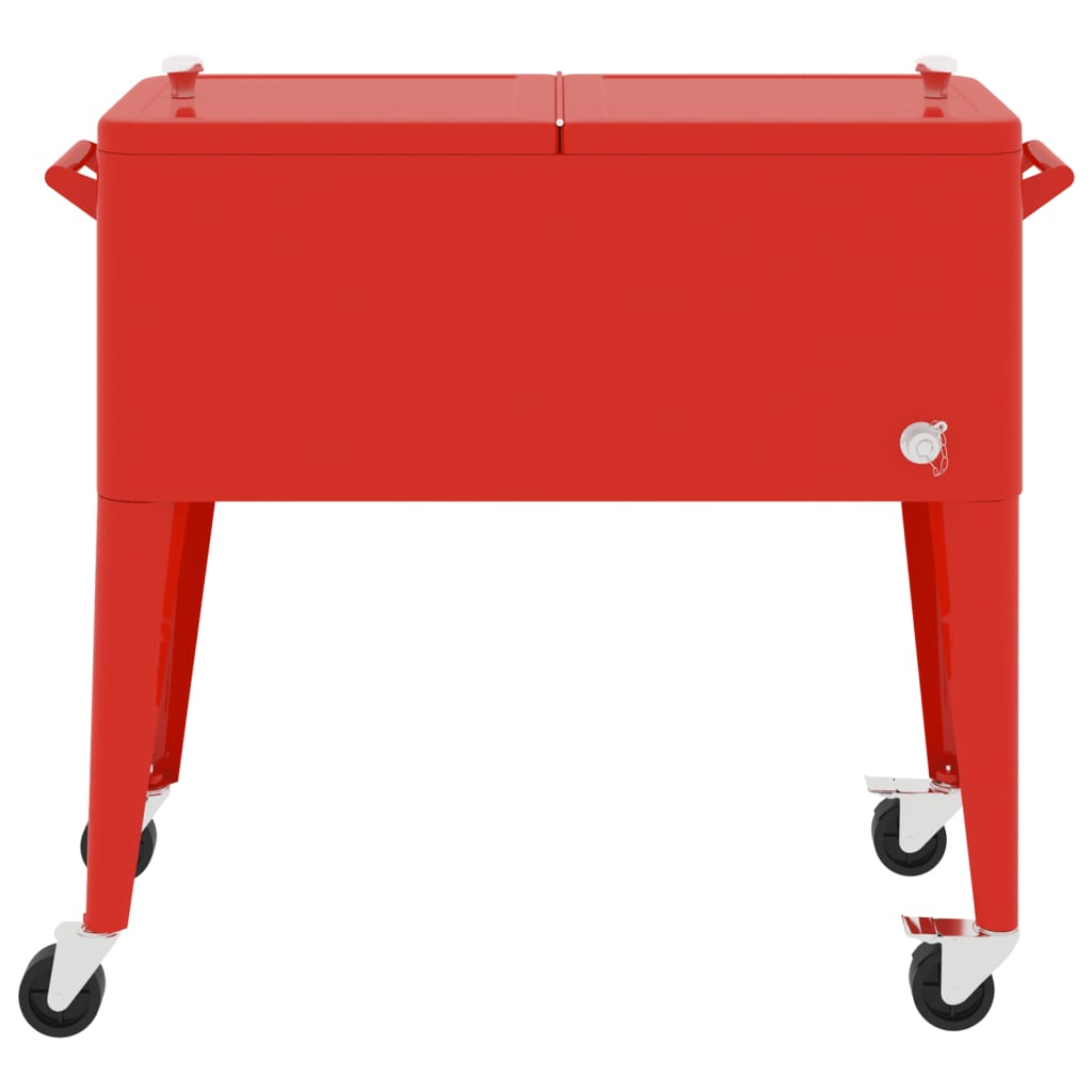 Cooler Cart with Wheels Red 92x43x89 cm