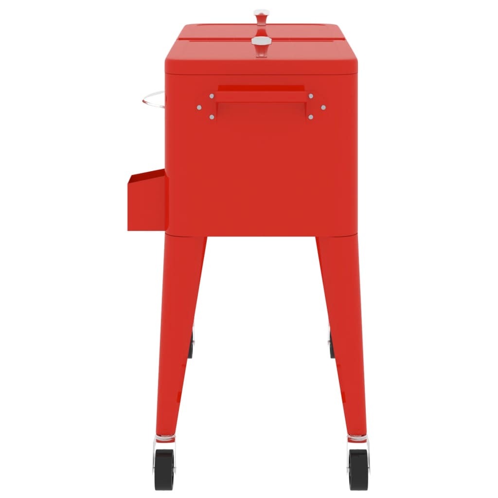 Cooler Cart with Wheels Red 92x43x89 cm