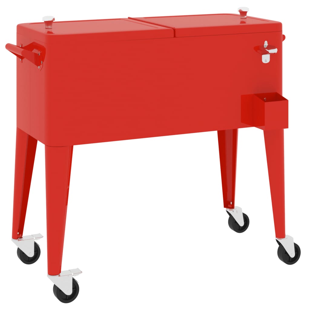 Cooler Cart with Wheels Red 92x43x89 cm