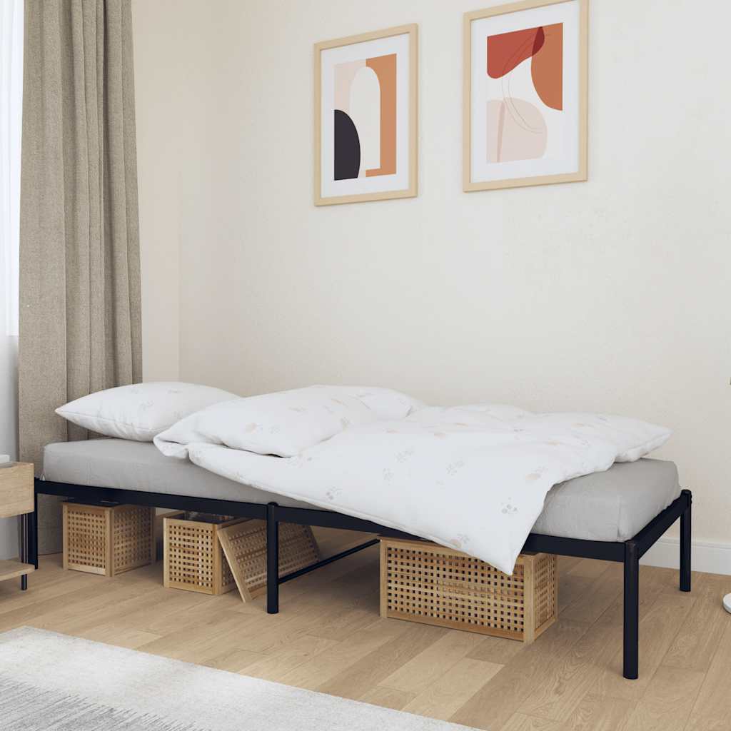 Metal Bed Frame without Mattress Black 75x190cm