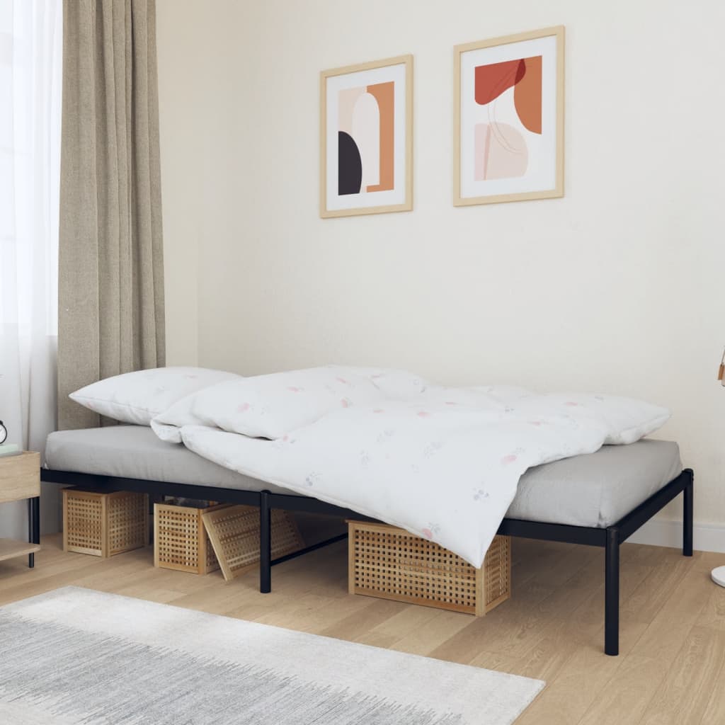 Metal Bed Frame without Mattress Black 107x203cm