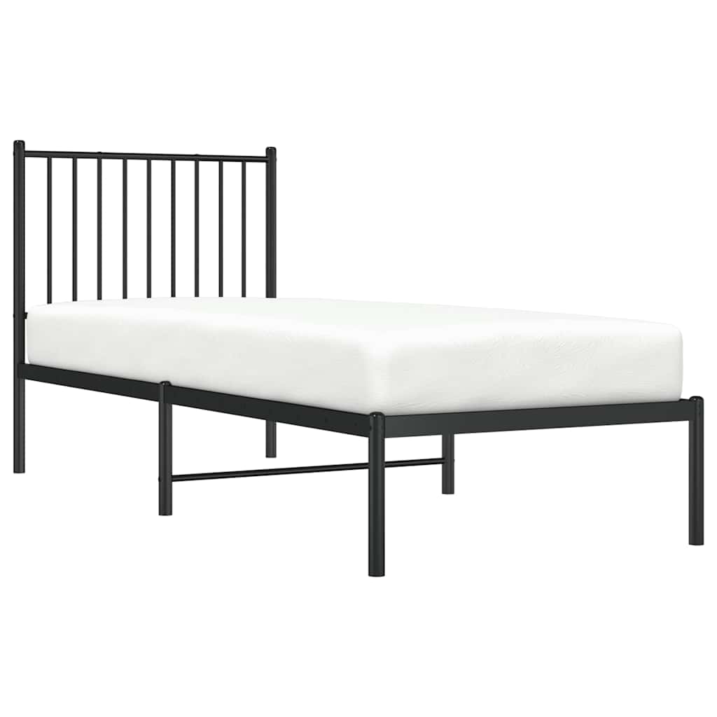 Metal Bed Frame without Mattress with Headboard Black 80x200cm