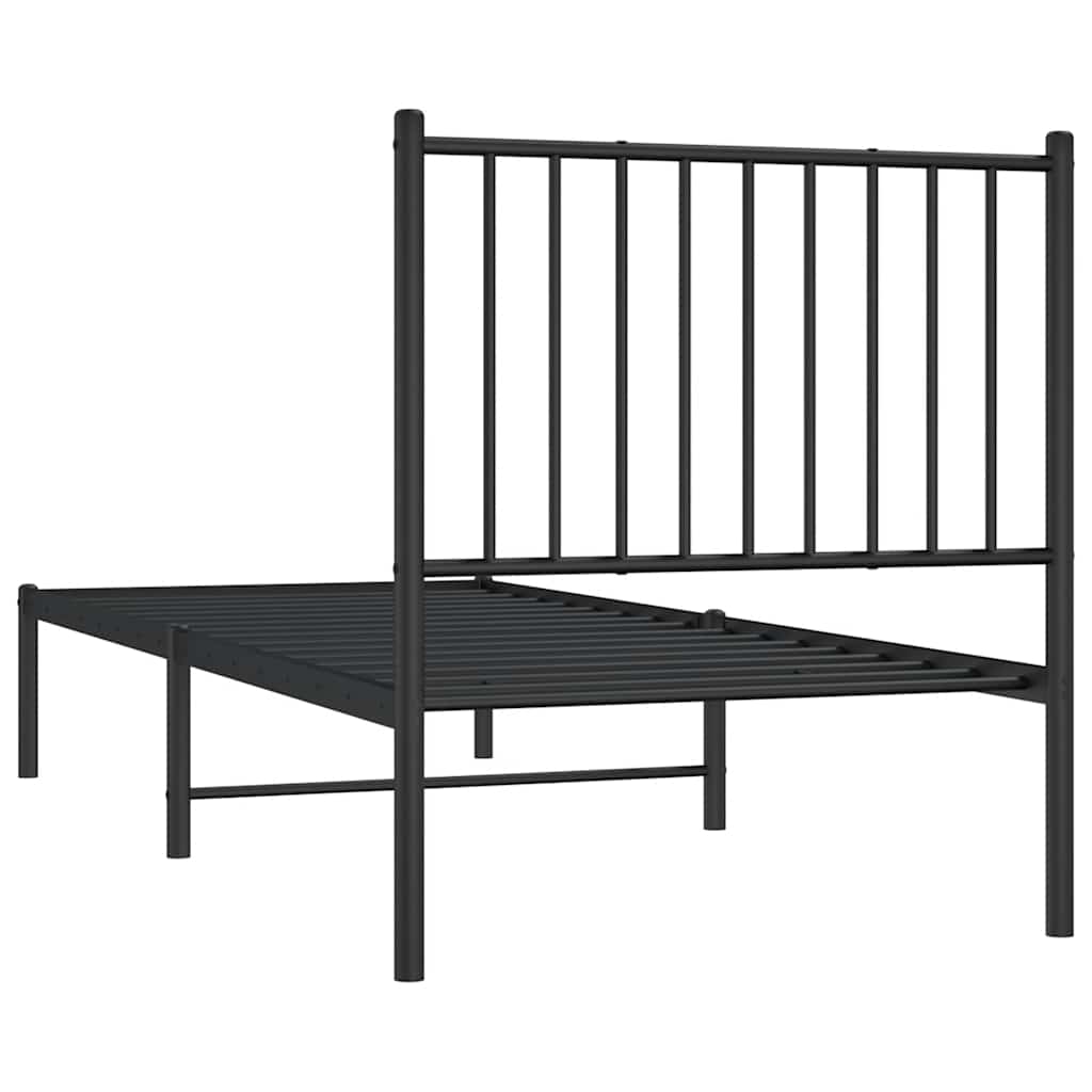 Metal Bed Frame without Mattress with Headboard Black 80x200cm