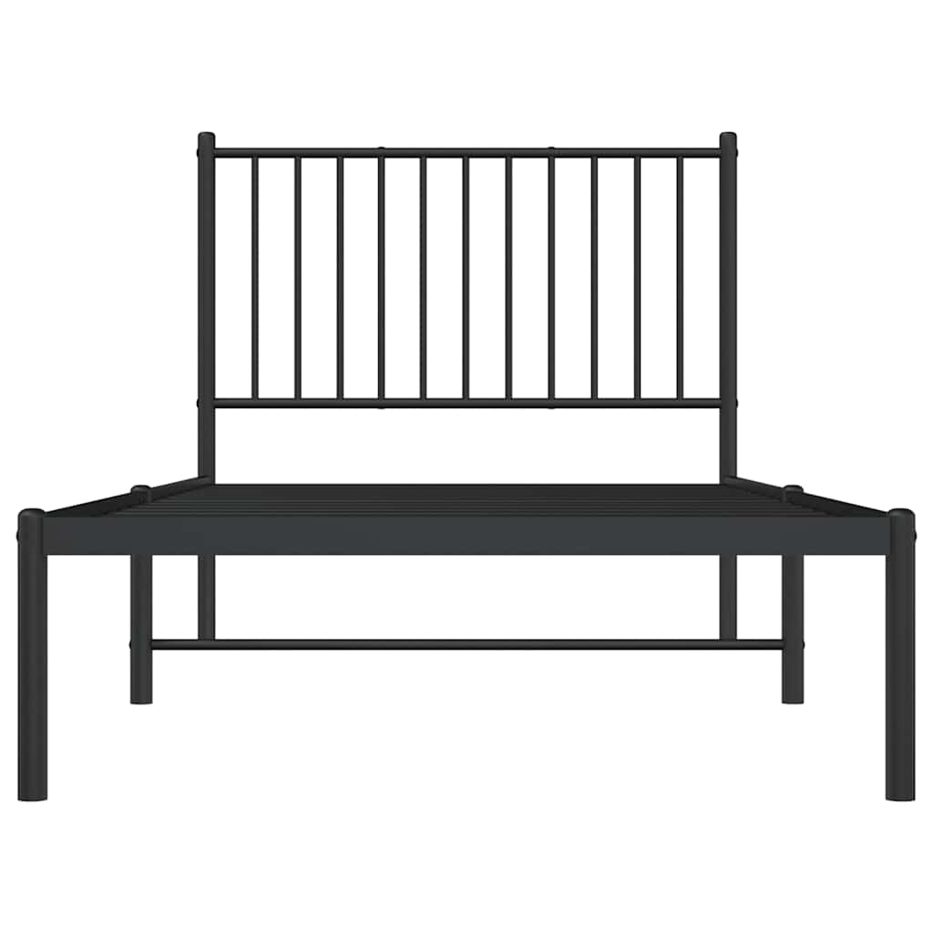 Metal Bed Frame without Mattress with Headboard Black 90x190cm
