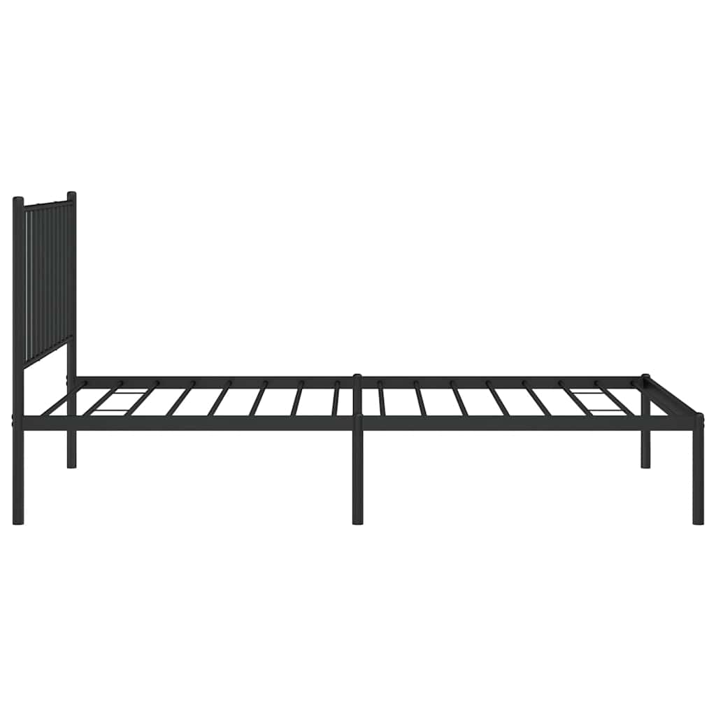 Metal Bed Frame without Mattress with Headboard Black 90x190cm