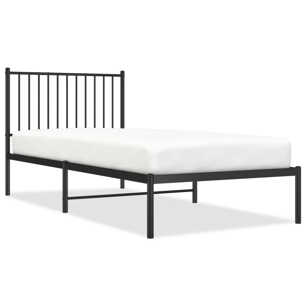 Metal Bed Frame without Mattress with Headboard Black 90x200cm